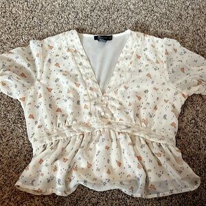 Miss Chievous cream colored floral blouse ( large )